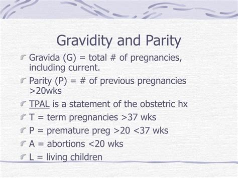 gravida and parity|Chapter 6. Normal Pregnancy and Prenatal Care.